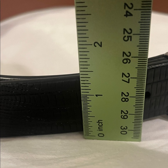Johnston & Murphy Belt sz 34 Black Genuine Leather lizard embossed dress casual - Picture 4 of 7